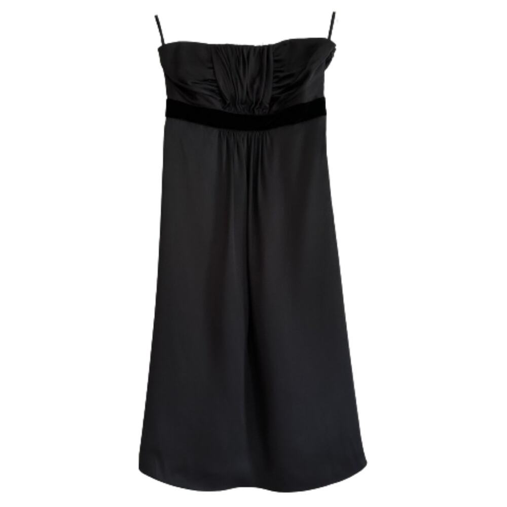 Banana Republic Dress Black Silk Strapless Velvet Ribbon Waist LBD Size 2 NEW - Picture 4 of 12